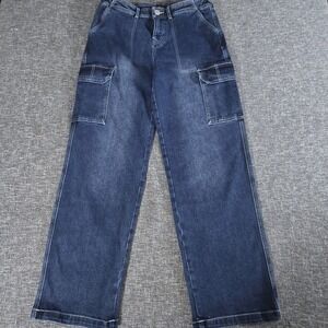 NWT True Religion Women's Cargo Straight Leg Blue Jeans Size 28